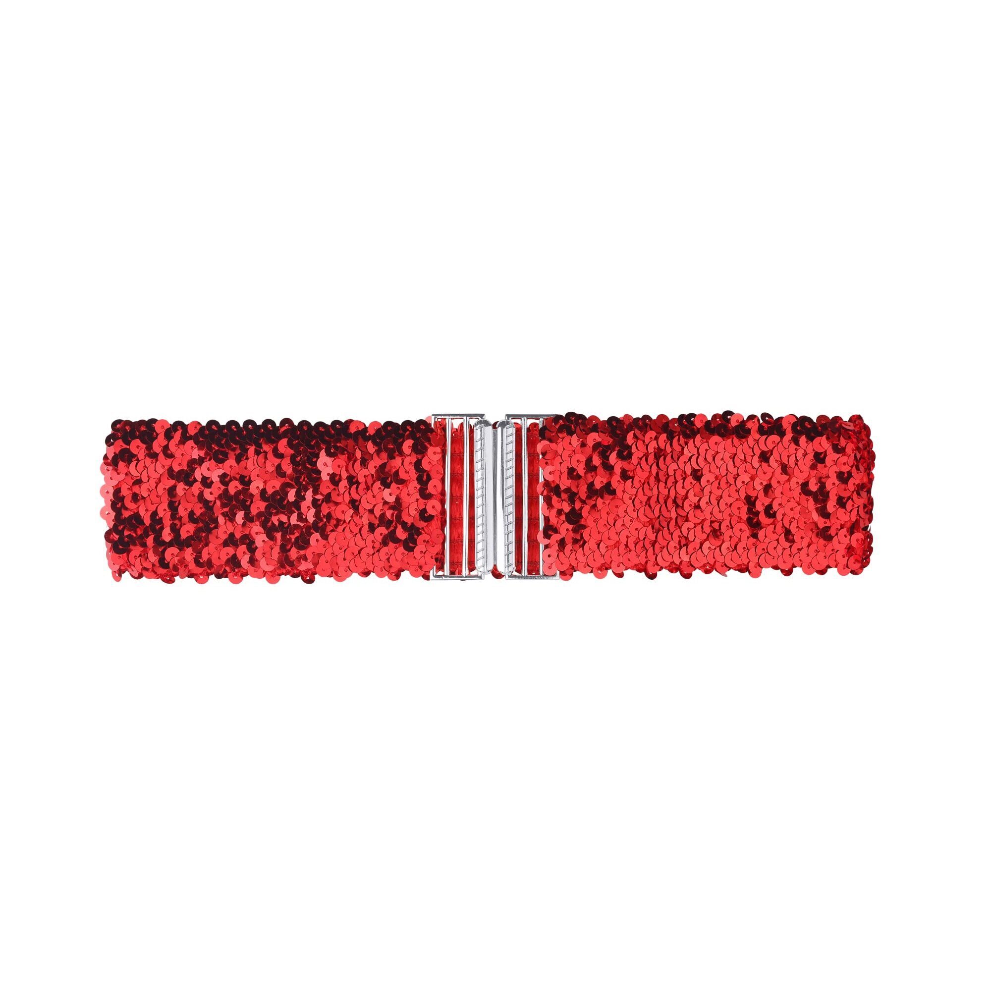 4127 Womens Plus Size Stretchy Waist Belts Metal Interlock Buckles Sequins